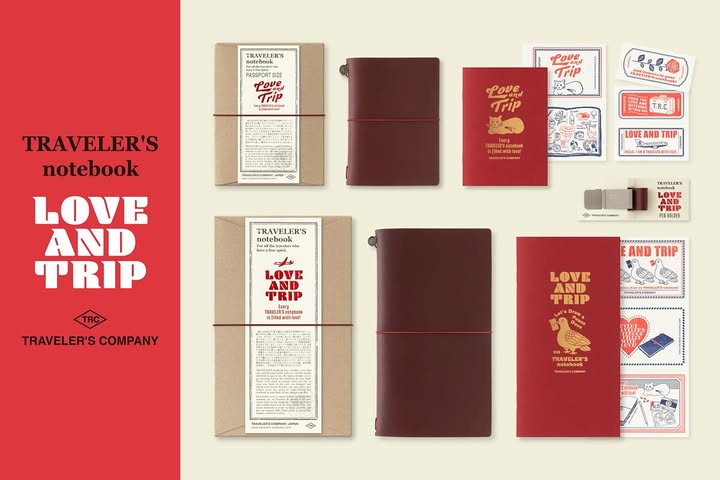 Traveler's Notebook MD Paper Cream Love and Trip Red Edition