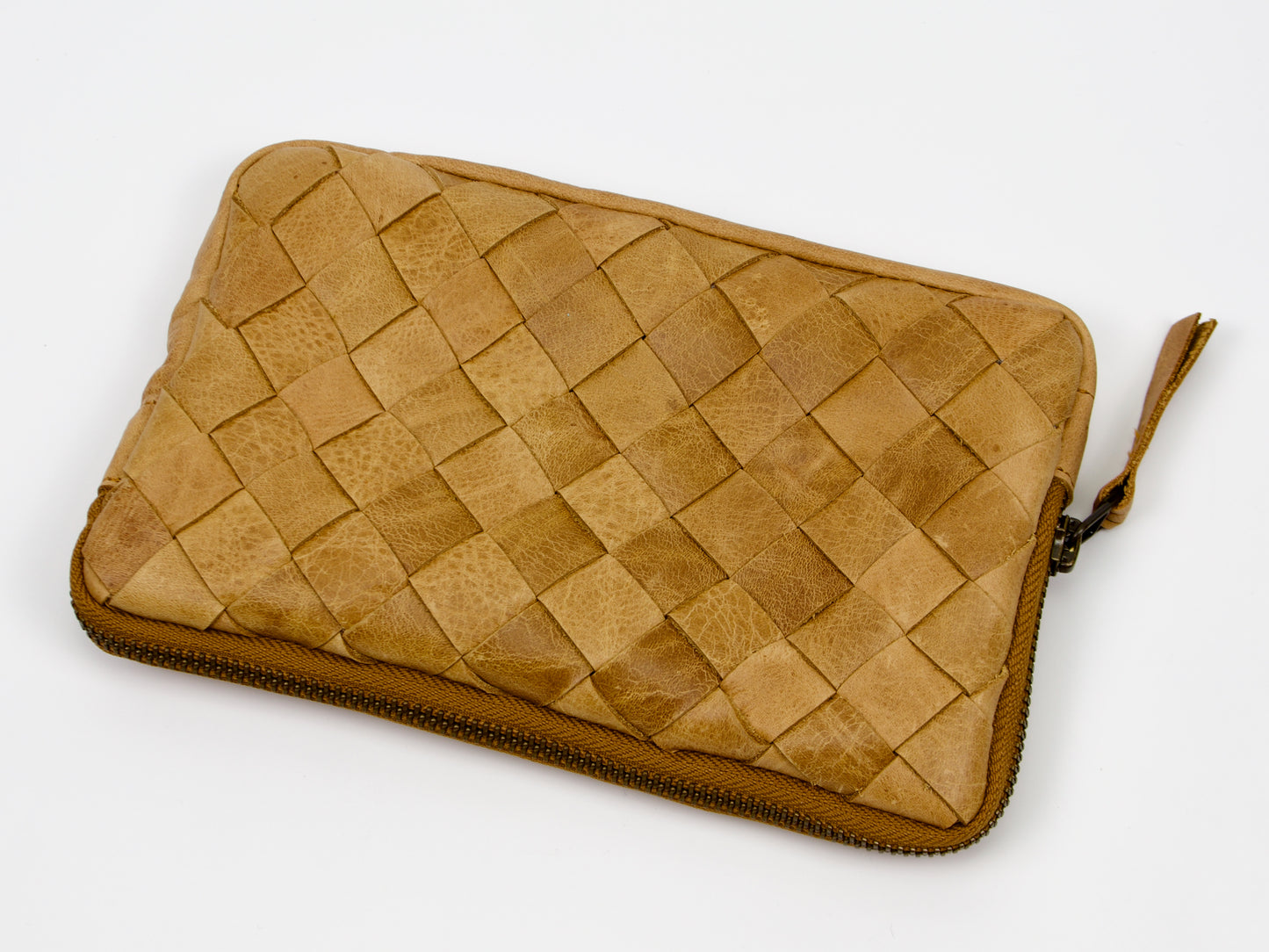 milloo Chloe Handwoven Clutch Distressed Brown