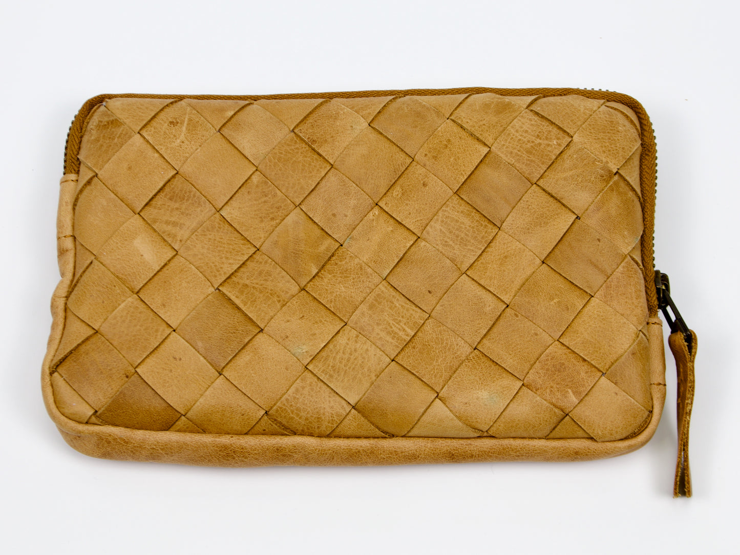 milloo Chloe Handwoven Clutch Distressed Brown