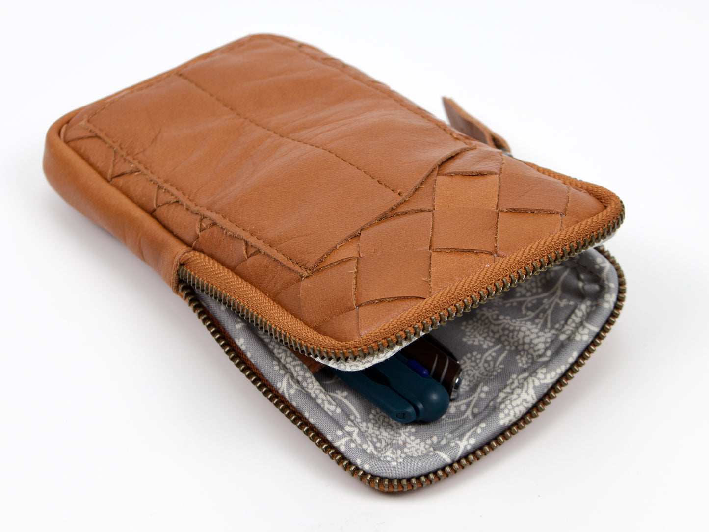 milloo Slim Pen Case Handwoven Tan Brown