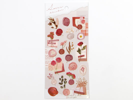 Mind Wave Wax Seal Floral Stickers