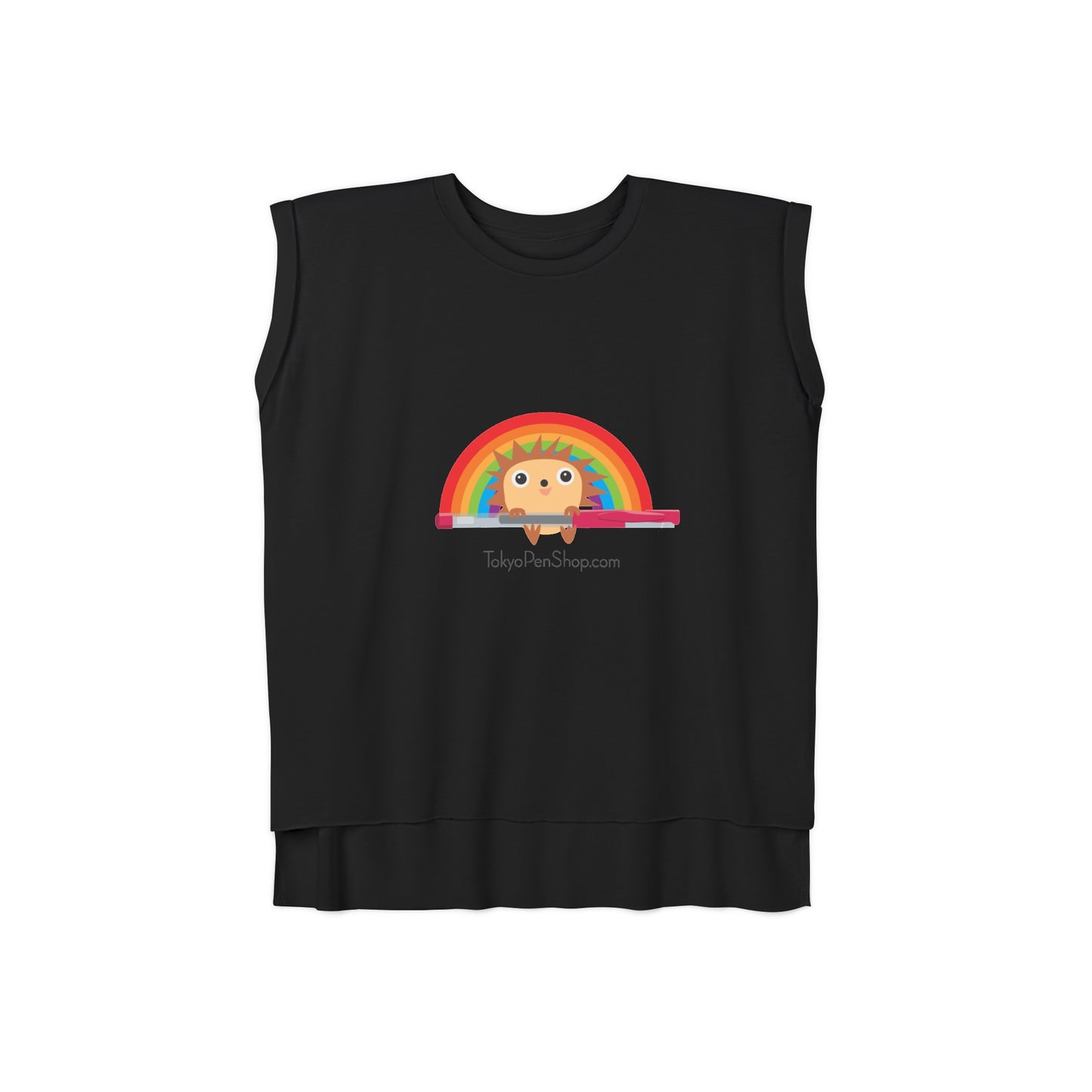 Hiro with Rainbow Flowy Rolled Cuffs Muscle Tee