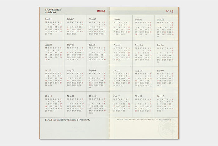 2024 Monthly Refill for Traveler's Notebook