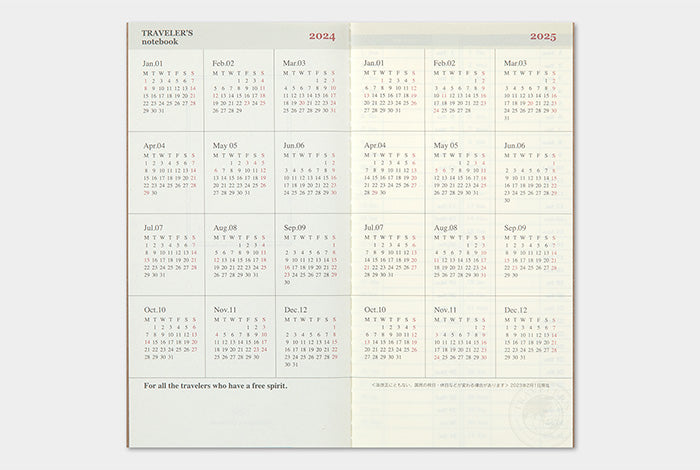 2024 Weekly Vertical Refill for Traveler's Notebook