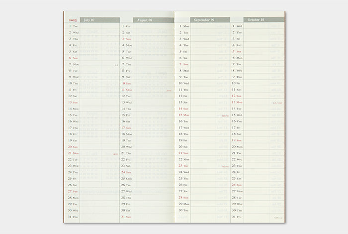 2025 Weekly + Memo Refill for Traveler's Notebook