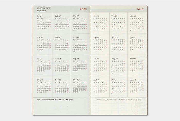 2025 Weekly Vertical Refill for Traveler's Notebook