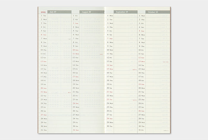 2025 Weekly Vertical Refill for Traveler's Notebook