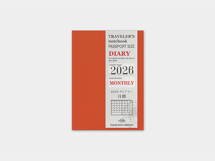 2026 Monthly for PASSPORT size Traveler's Notebook