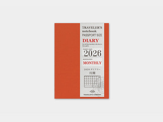 2026 Monthly for PASSPORT size Traveler's Notebook