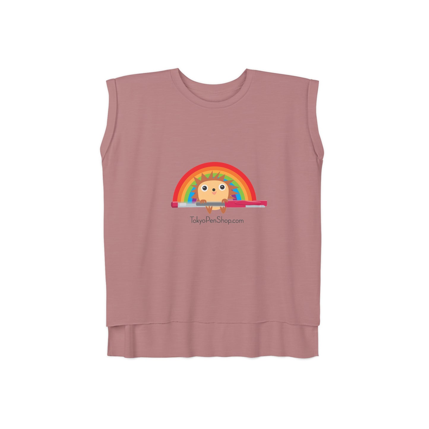 Hiro with Rainbow Flowy Rolled Cuffs Muscle Tee