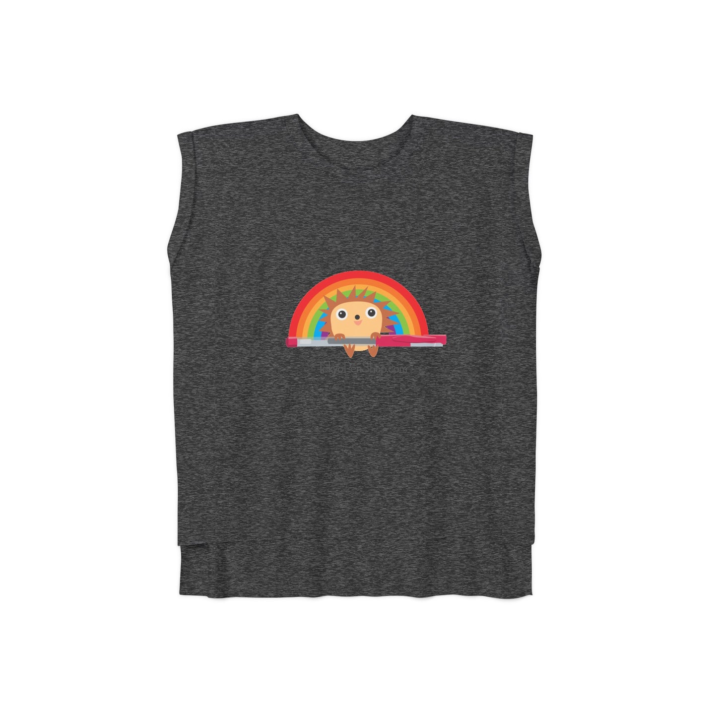 Hiro with Rainbow Flowy Rolled Cuffs Muscle Tee