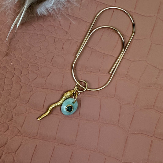 Good Witch Amazonite Evil Eye and Brass Serpent Planner Charm