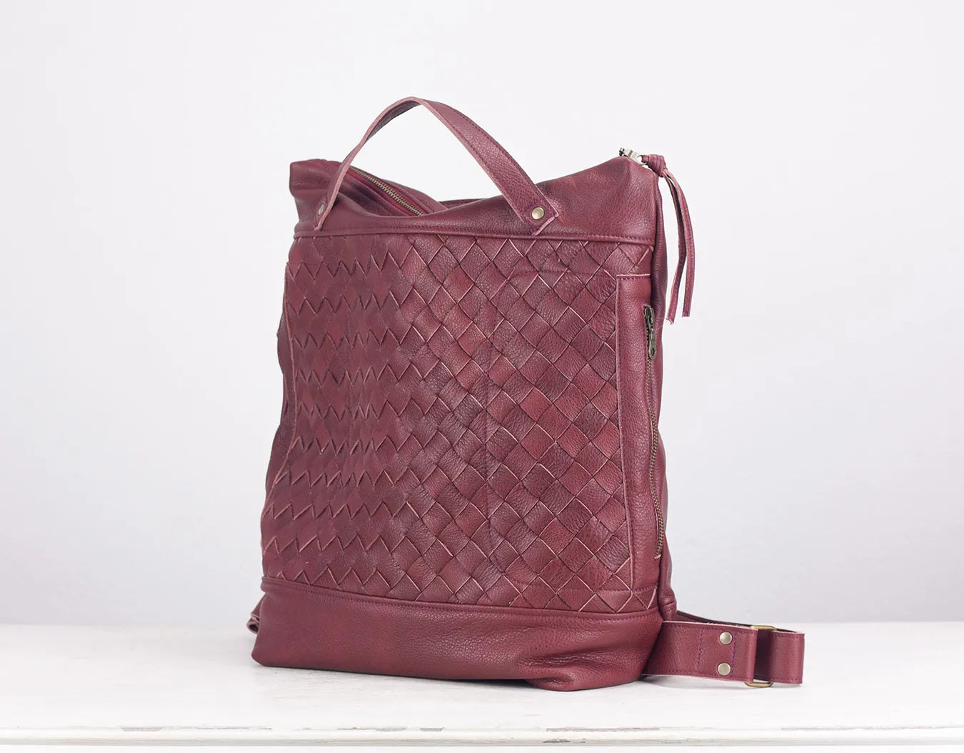 milloo Minos Handwoven Backpack Burgundy Warehouse Deal