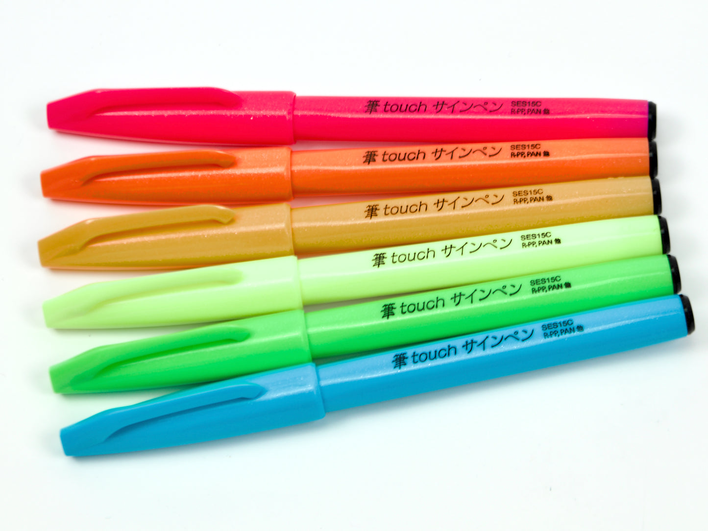 Bolígrafo táctil Pentel Fude Touch Sign, juego de 6 colores neón