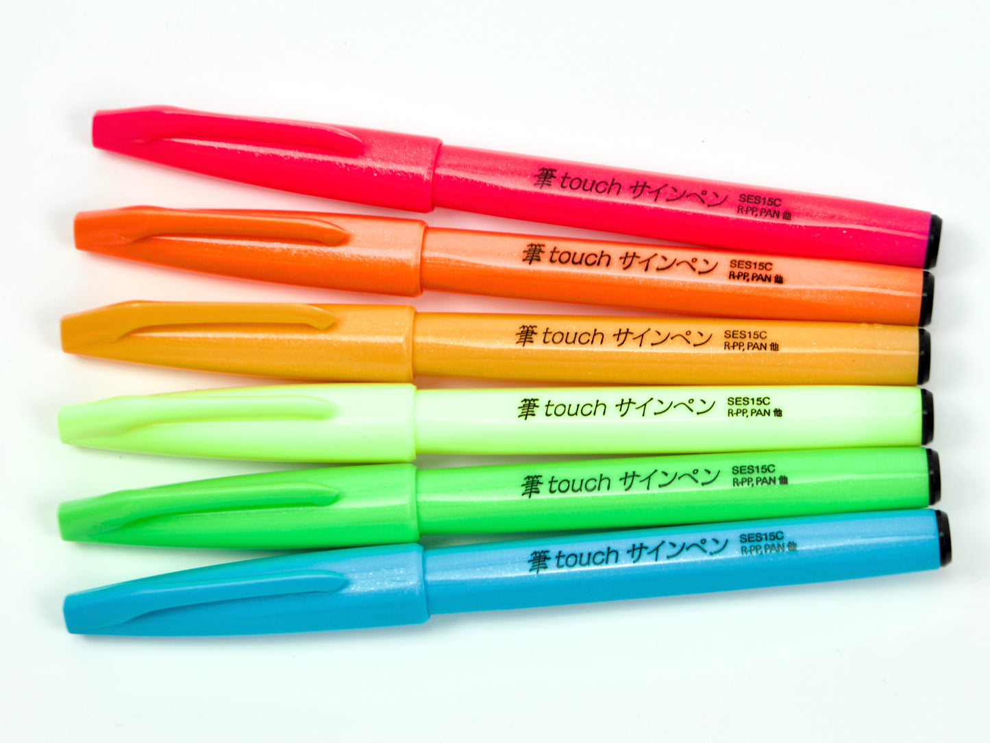 Pentel Fude Touch Sign Pen Neon 6 Color Set