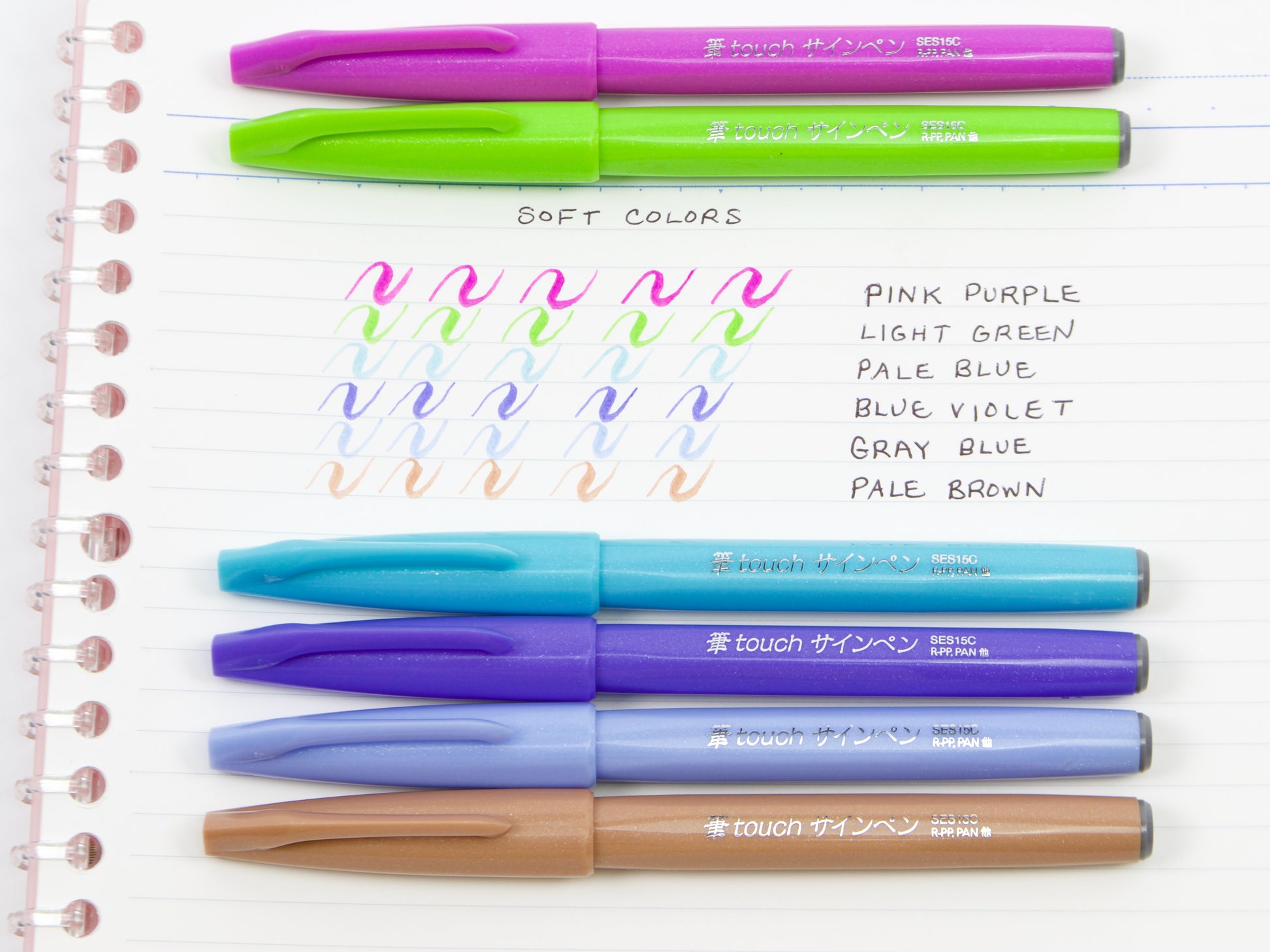 Pentel Fude Touch Sign Pen 6 Color Set