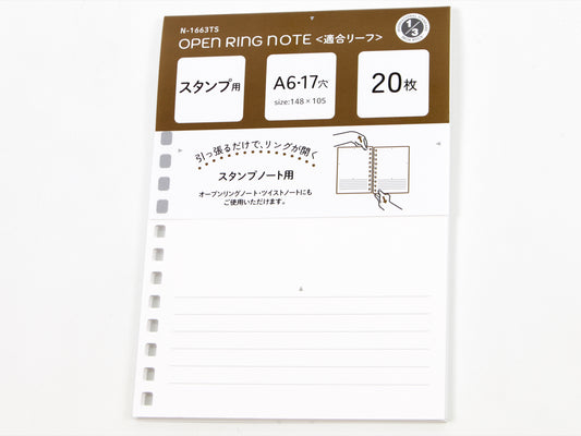 Papel de recambio para notas de anillo abierto Lihit Lab A6 (30 hojas)