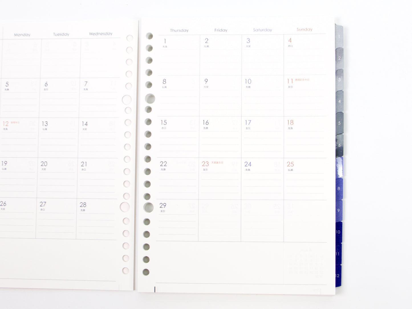 Maruman 2024 A5 Monthly Diary Loose Leaf