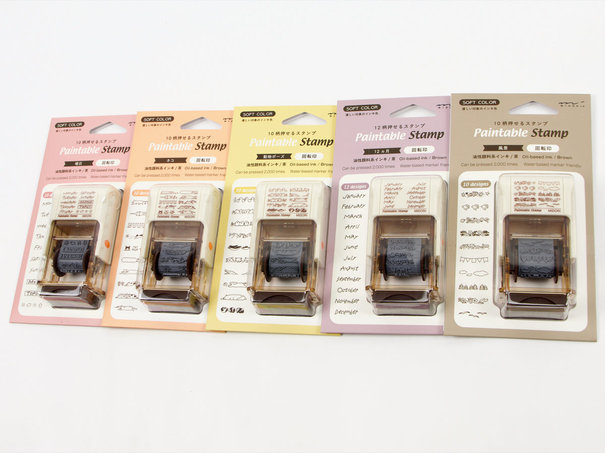 Midori Paintable Stamp 10 Design Type (Brown Ink)