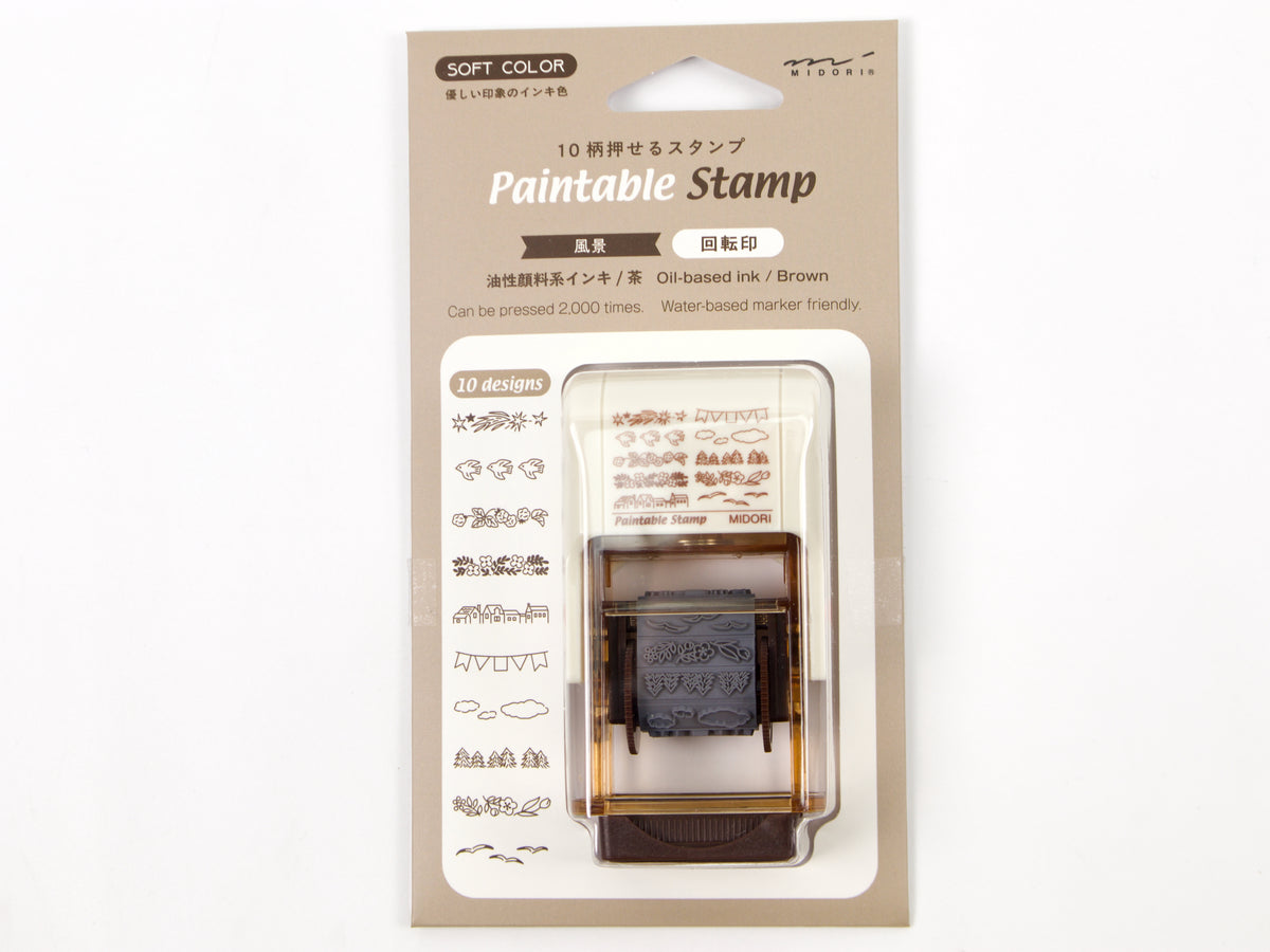 Midori Paintable Stamp 10 Design Type (Brown Ink)