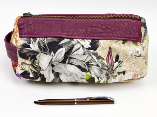 milloo Estia Accessory Bag Floral Canvas with Leather Trim