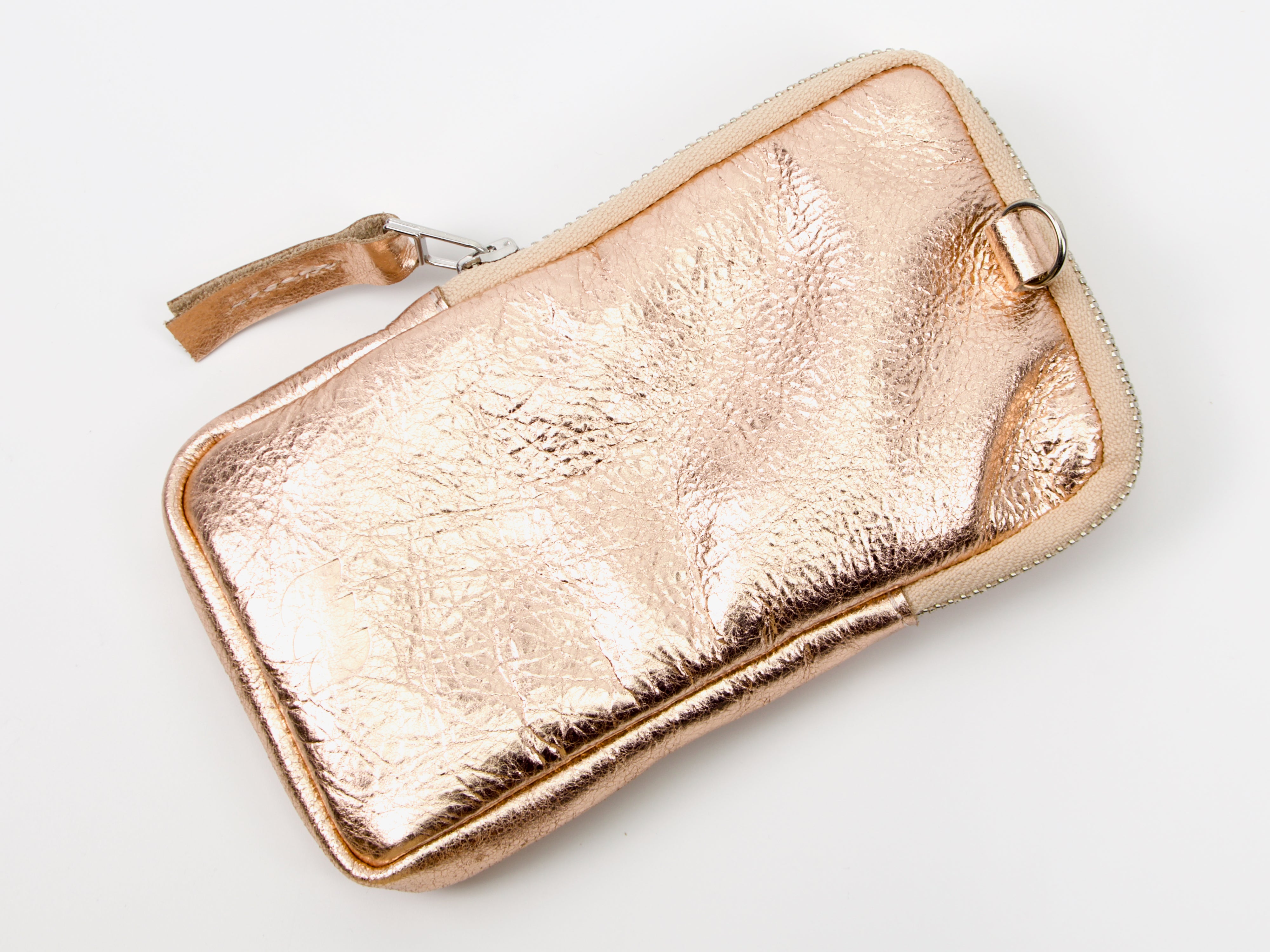 metallic gold, rose or silver leather coin purse — MUSEUM OUTLETS
