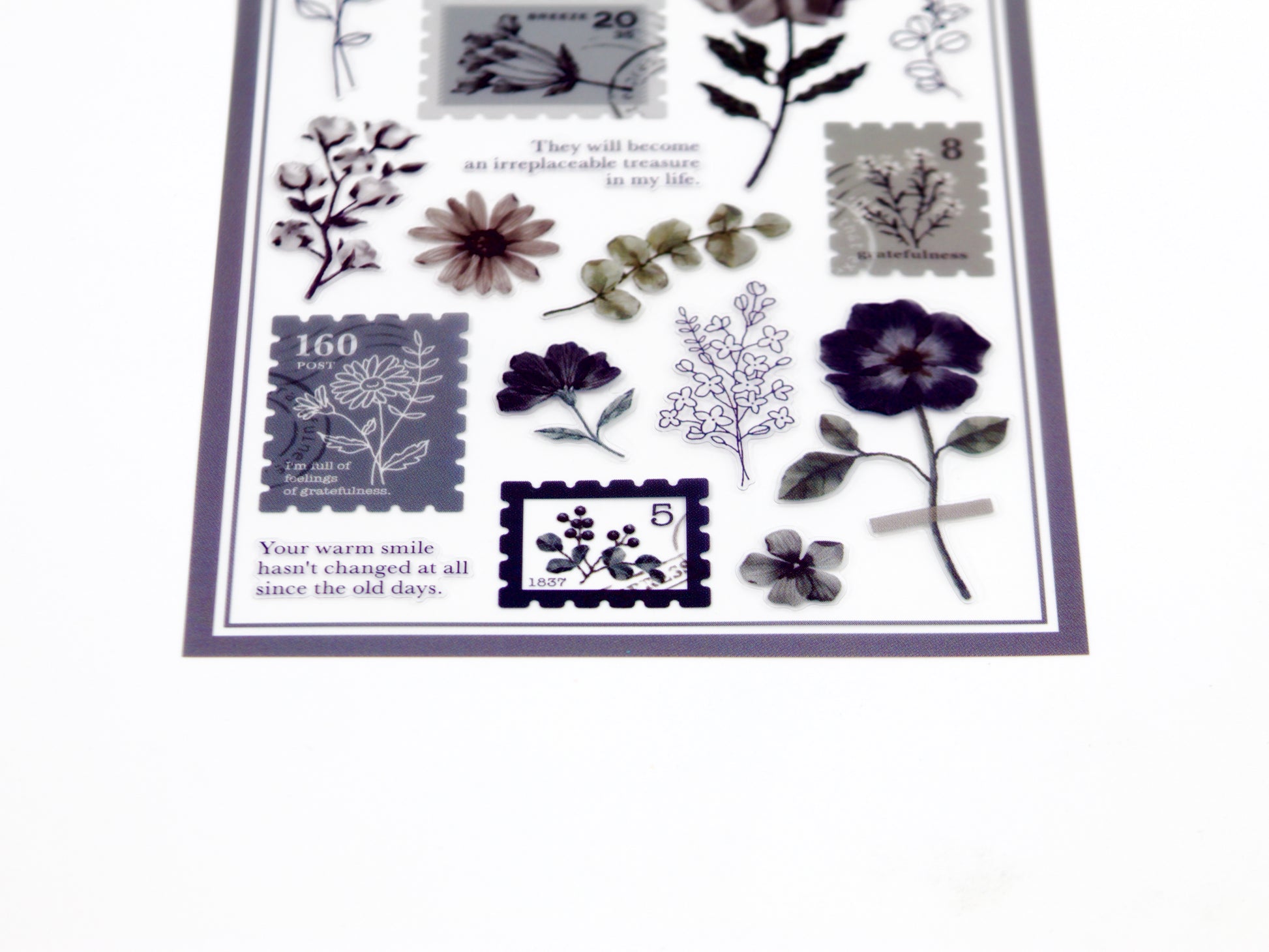 Mind Wave Oshibana Floral Stamp Stickers, Charcoal