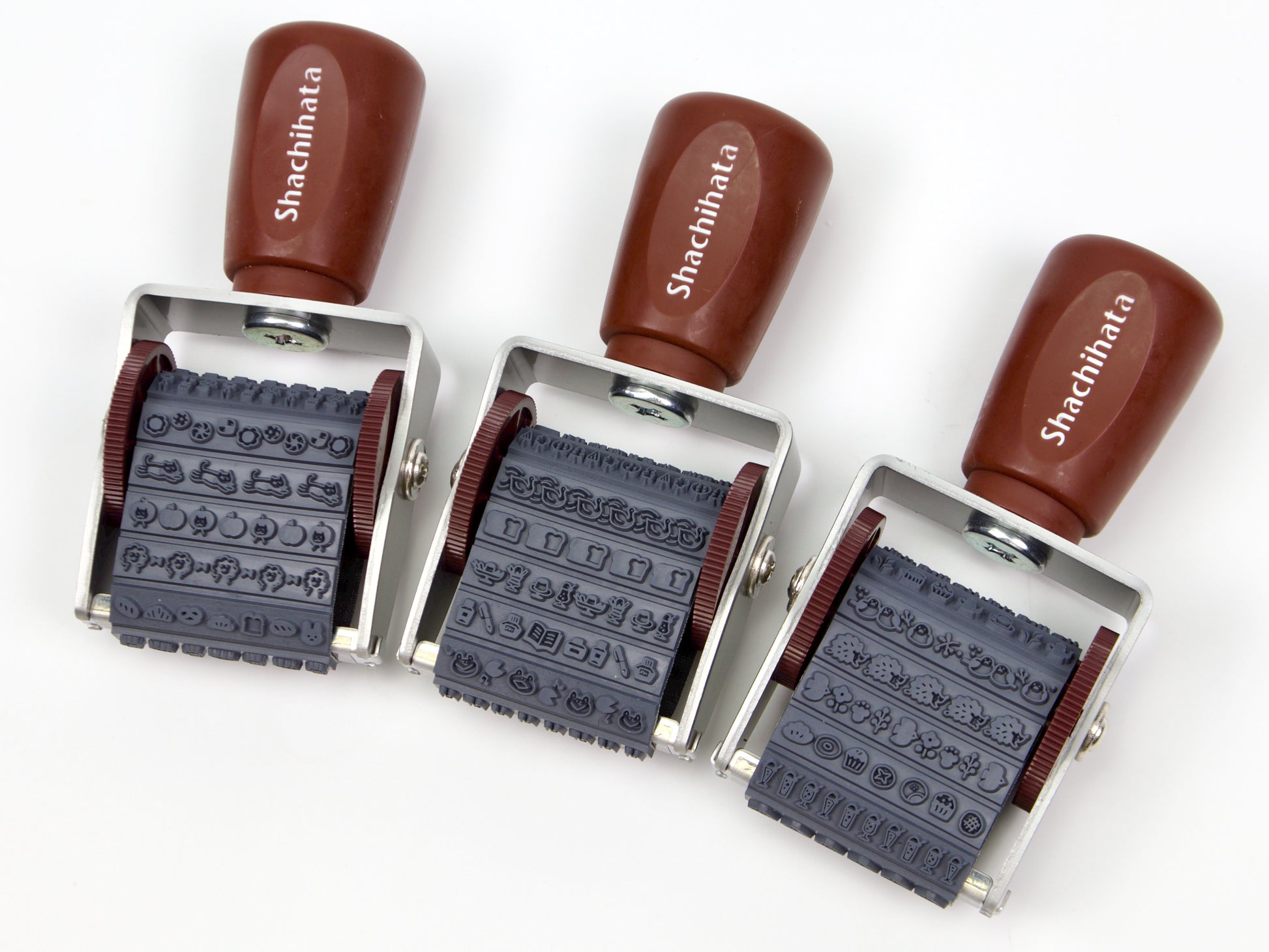 Shachihata Nototo Roller Stamp - Tartan Check Pattern Refillable Brown Ink