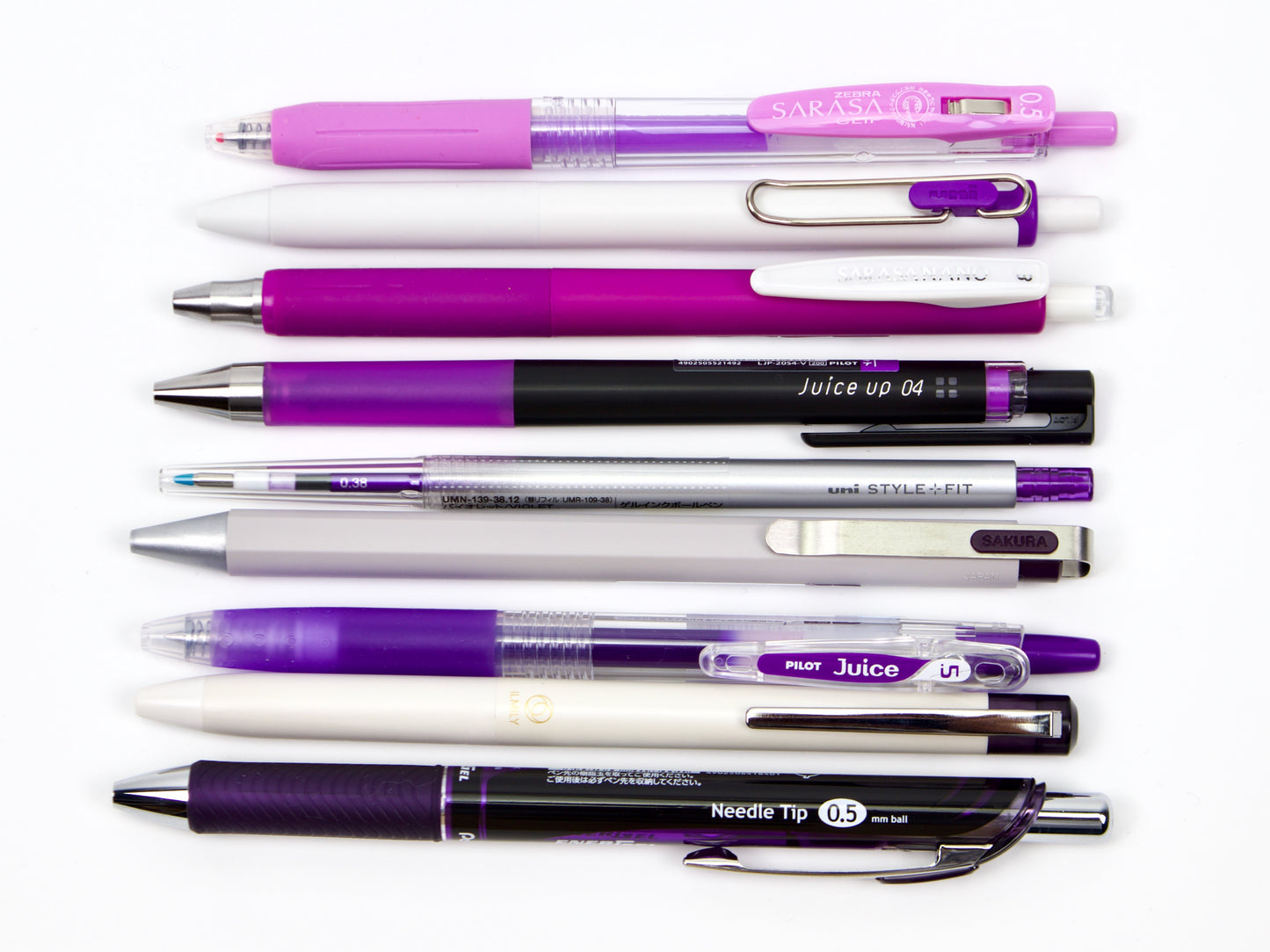 Coffret d'échantillons de stylos violets