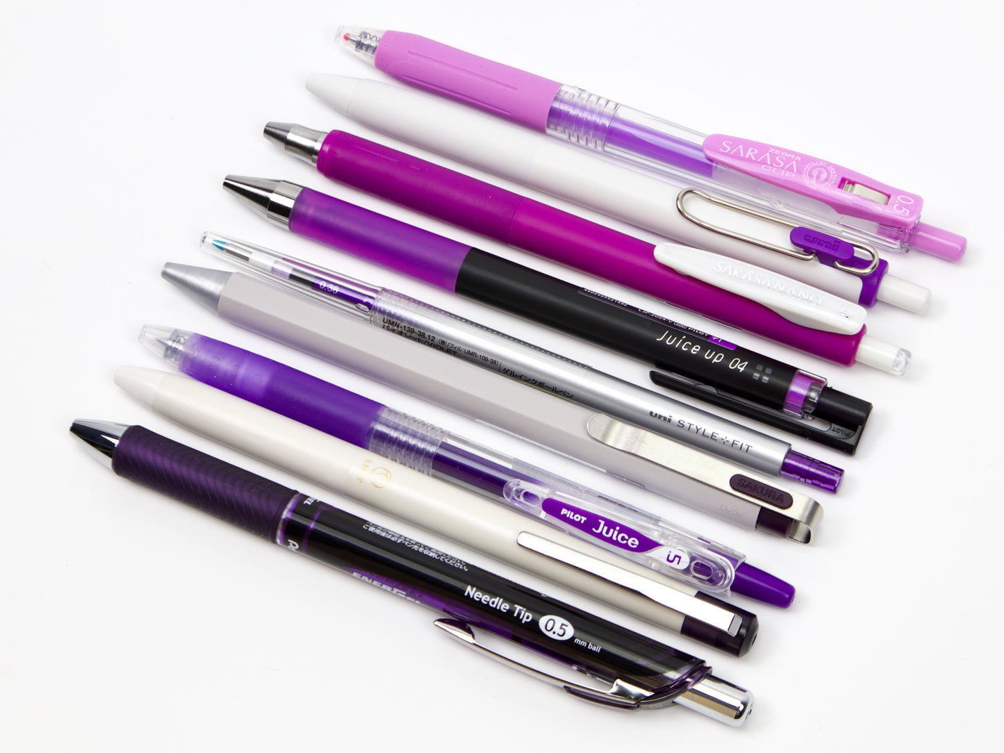 Coffret d'échantillons de stylos violets