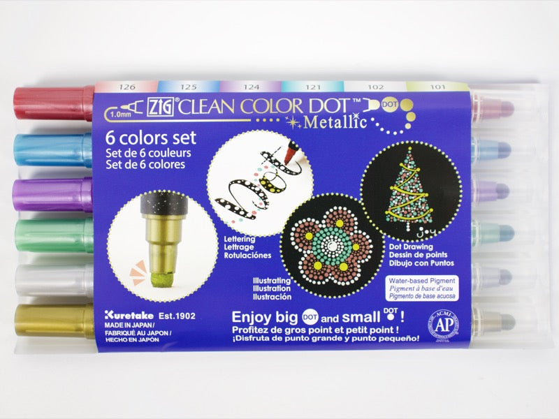 Kuretake Clean Color Dot Metallics 6 Color Set