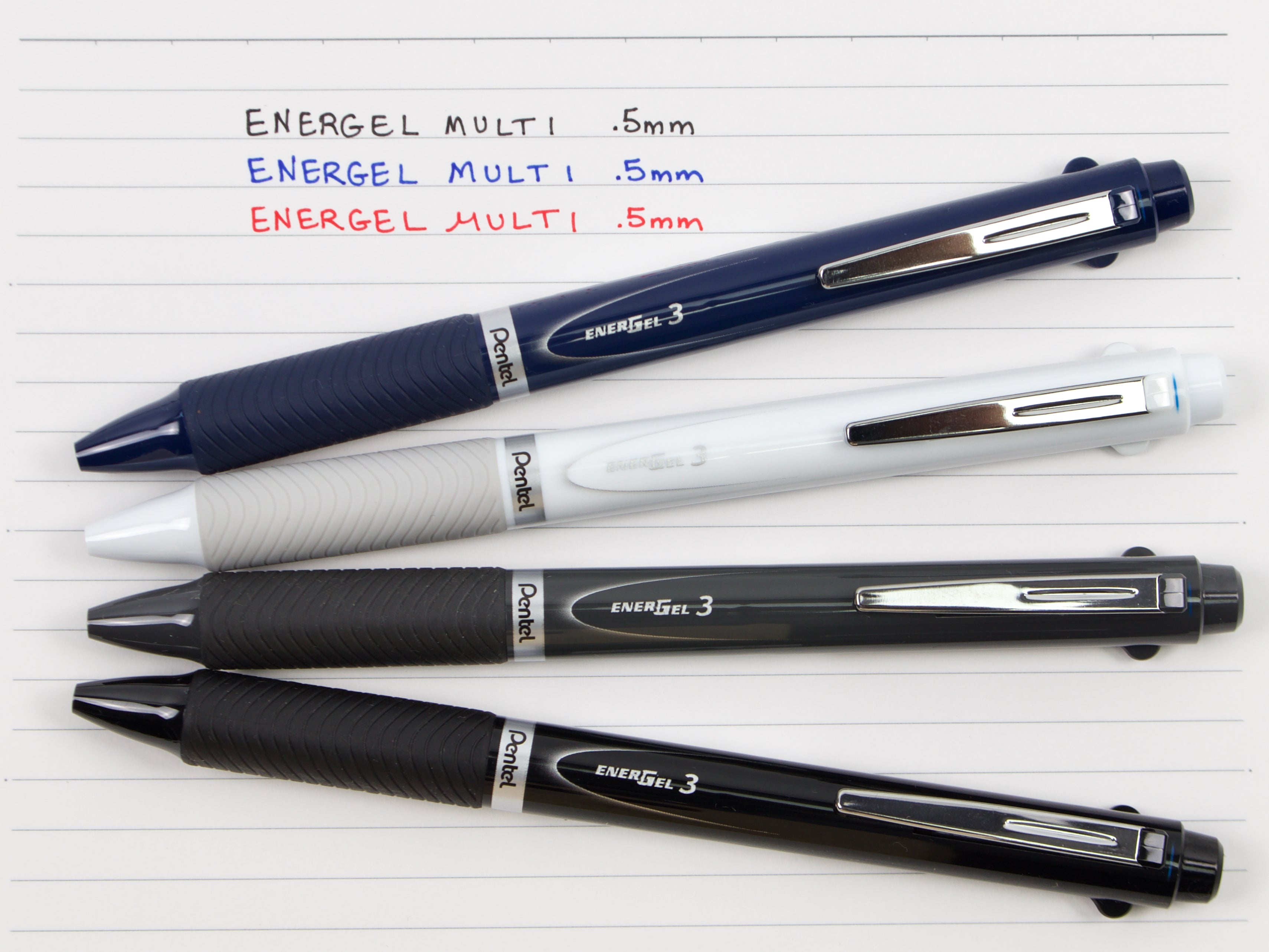 Caneta Gel Pentel EnerGel 3 Cores - Preta Vermelha Azul 0.5mm