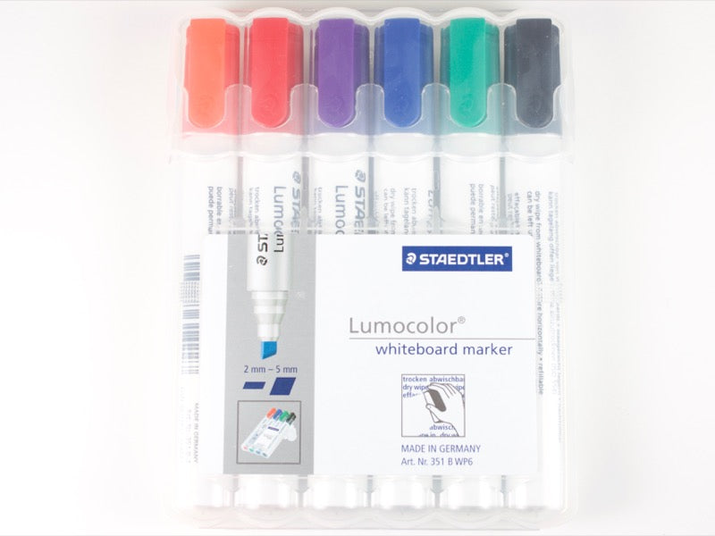 Lumocolor Chisel Whiteboard Marker 6 Color Set