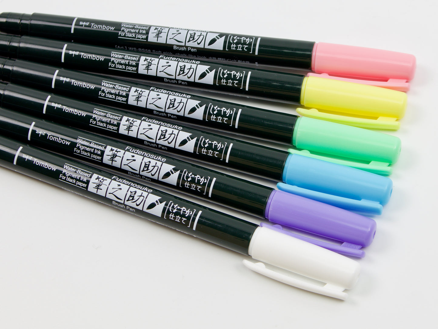 Tombow Fudenosuke Brush Pen Pastel Colors 6 Color Set