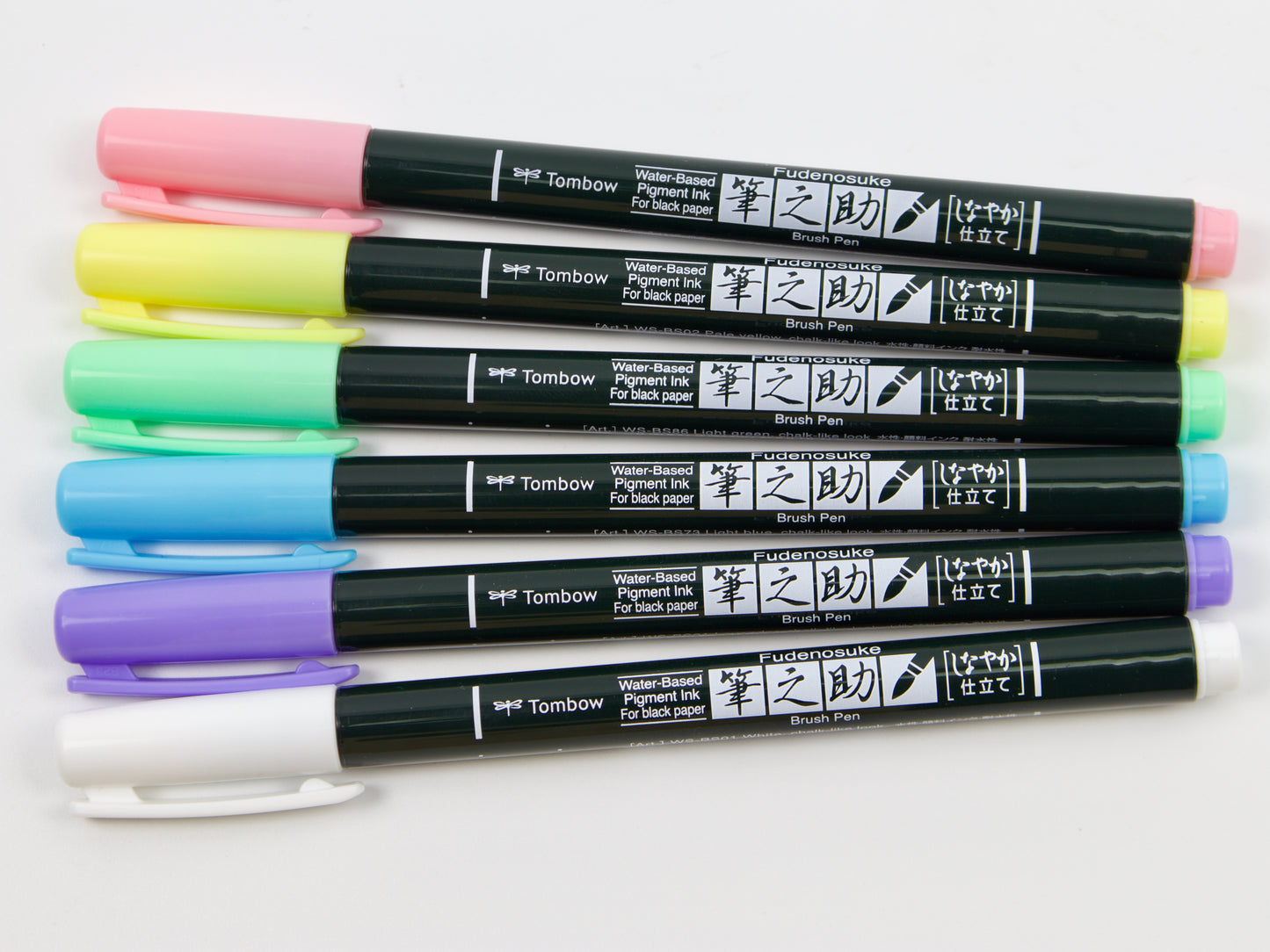 Tombow Fudenosuke Brush Pen Pastel Colors 6 Color Set