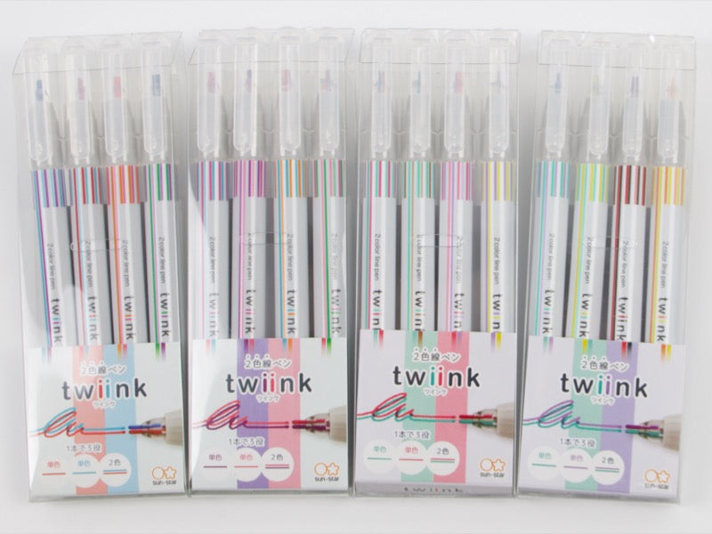 Juego de 4 marcadores de tinta doble Sun-Star Twiink